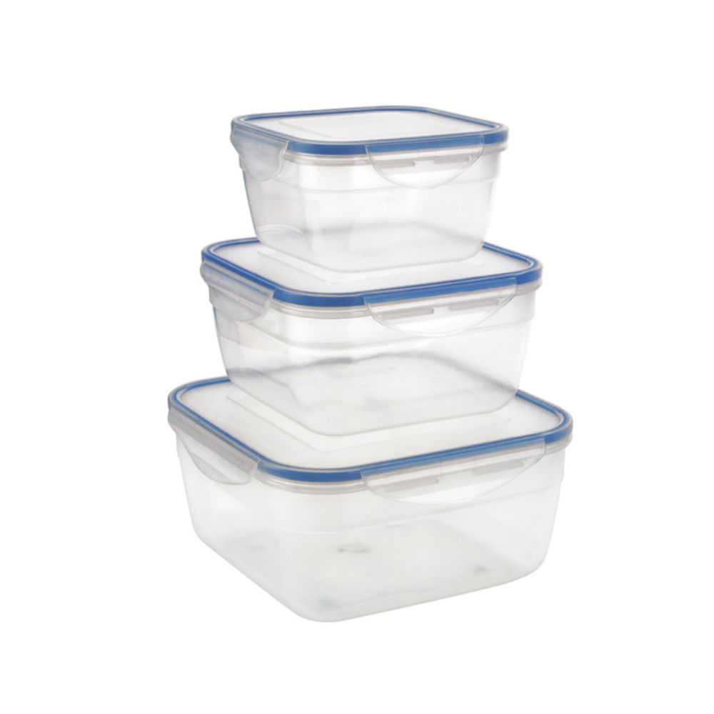 Encontraproduto.com.br - Conjunto de Potes Herméticos Quadrados com 3 Unidades PP75-3P