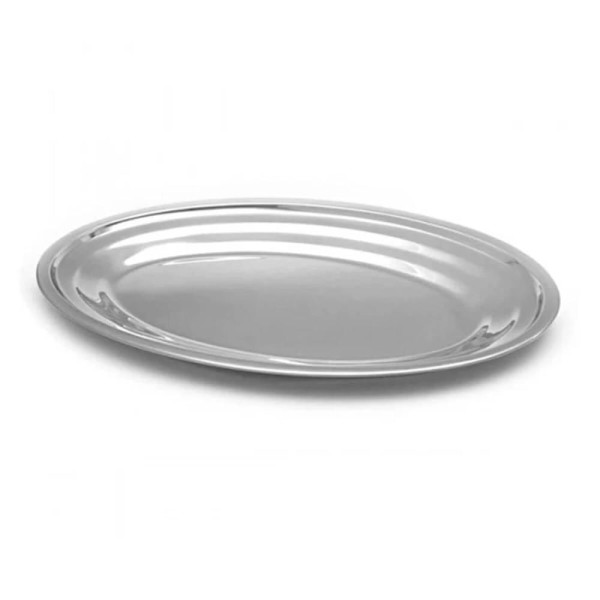 Travessa de Inox Pequena Oval Rasa 21cm para Salada Petiscos