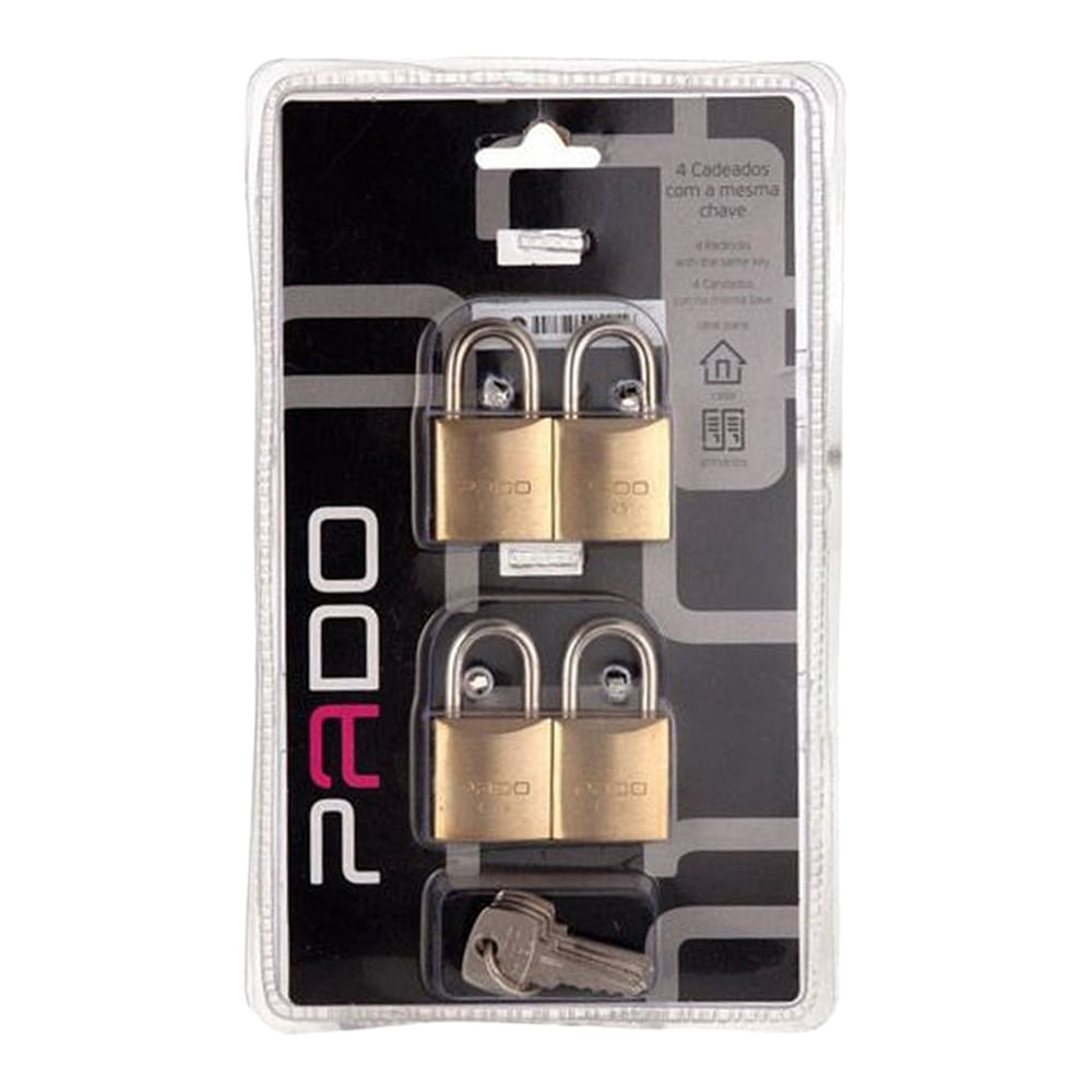 Kit Com Quatro Cadeados 30mm E Quatro Chaves Pado
