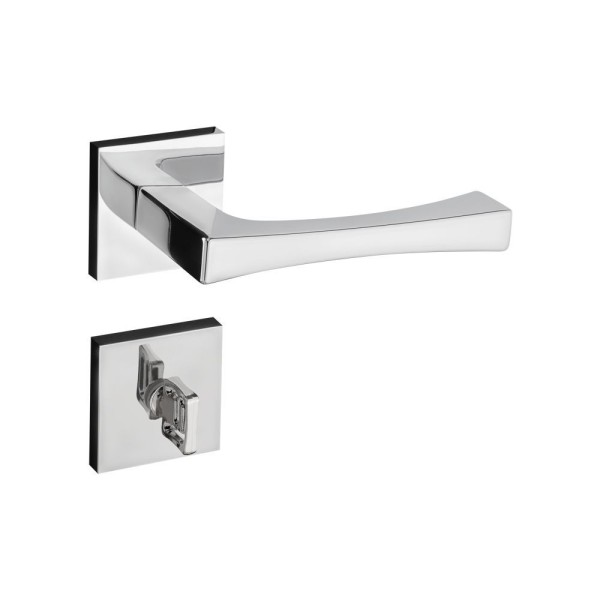 Encontraproduto.com.br - Fechadura Vivaldi Cromada Roseta Quadrada 40mm Pado Banheiro / Wc