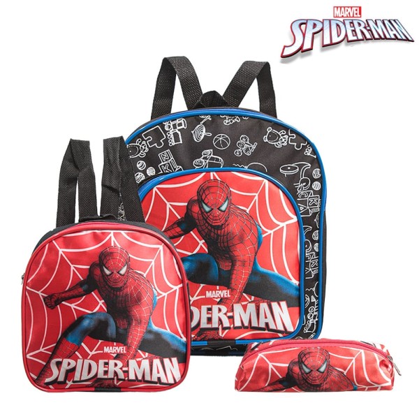 Kit Mochila Escolar Pequena Homem Aranha Vingadores Costas