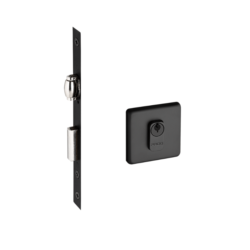 Fechadura Rolete 55mm Porta Pivotante Cilindro de 55mm preto texturizado- Pado