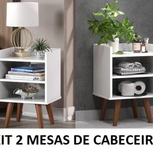 Encontraproduto.com.br - Mesa de Cabeceira Pé Palito Retrô Kit Com 02 Exclusiva