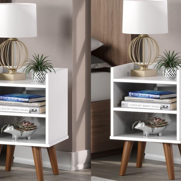 Encontraproduto.com.br - Mesa de Cabeceira Pé Palito Retrô Kit Com 02 Exclusiva