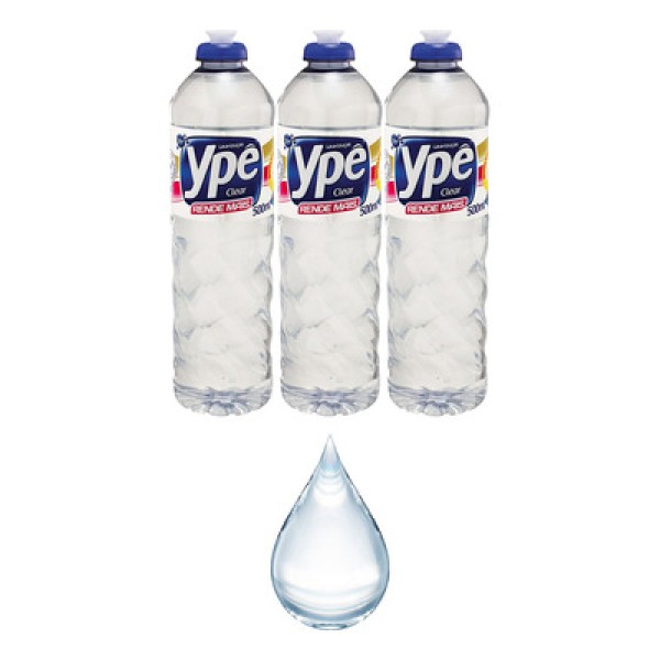 Encontraproduto.com.br - Detergente Lava Louças Ypê Clear Rende Mais 500ml Kit 3