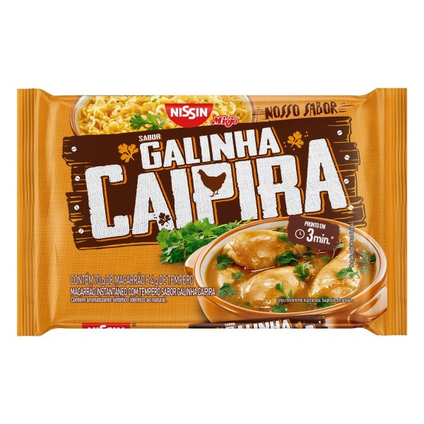 Encontraproduto.com.br - Macarrão Instantâneo Nissin Miojo Nosso Sabor Lámen Galinha Caipira Pacote 74g