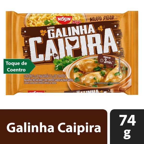Encontraproduto.com.br - Macarrão Instantâneo Nissin Miojo Nosso Sabor Lámen Galinha Caipira Pacote 74g