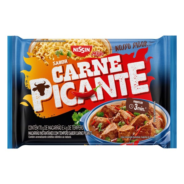 Encontraproduto.com.br - Macarrão Instantâneo Nissin Miojo Nosso Sabor Lámen Carne Picante Pacote 74g