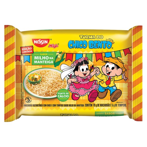 Encontraproduto.com.br - Macarrão Instantâneo Nissin Milho na Manteiga Turma do Chico Bento 75g
