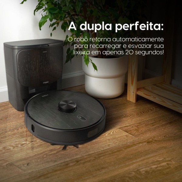 Encontraproduto.com.br - Combo Robô Aspirador Ropo Smart Laser Autolimpante 220V + Refil Secapro