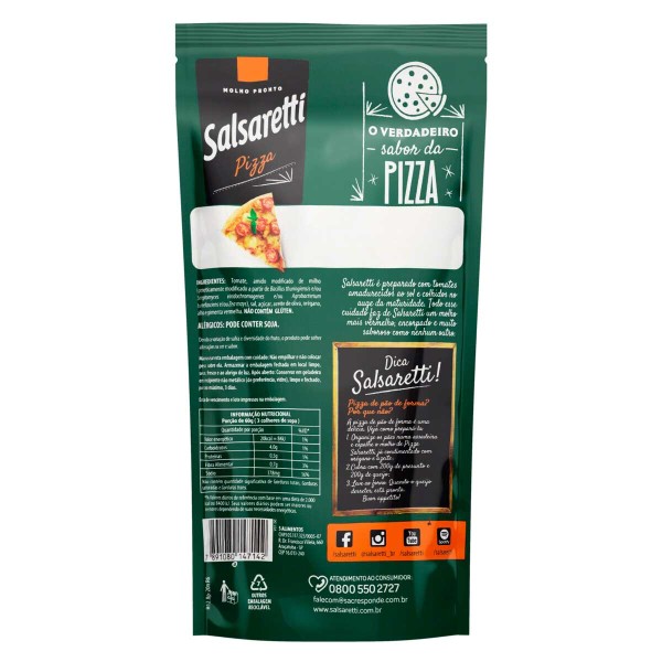 Encontraproduto.com.br - Molho de Tomate Pizza Salsaretti Sachê 340 g