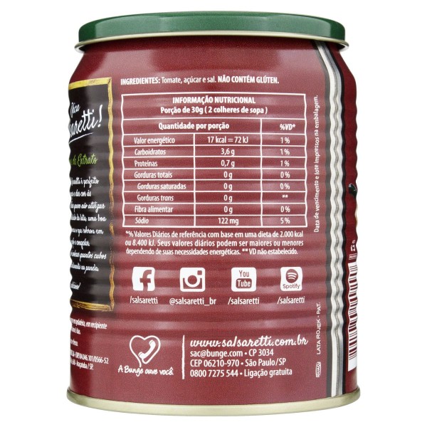 Encontraproduto.com.br - Extrato de Tomate Salsaretti Lata com 330g