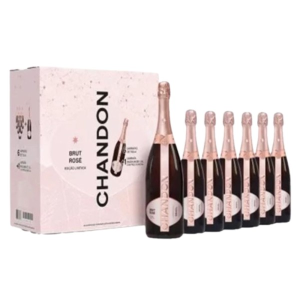 Encontraproduto.com.br - Kit 7 Espumantes Nacional Rosé Brut Chandon com 6 Unidades de 750ml + 1 de 1,5L