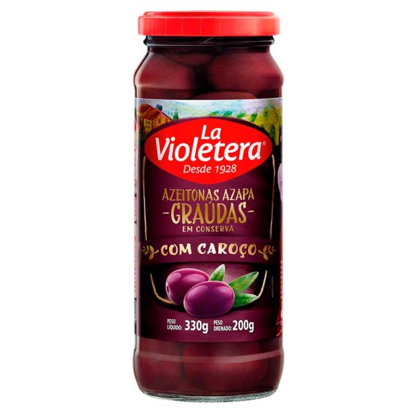 Encontraproduto.com.br - Azeitona Preta Azapa LA VIOLETERA Com Caroço Embalagem 200g