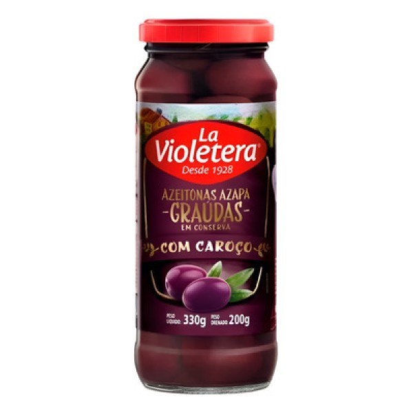 Encontraproduto.com.br - Azeitona Preta Azapa LA VIOLETERA Com Caroço Embalagem 200g