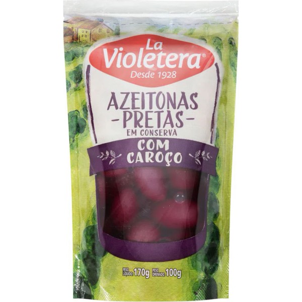 Encontraproduto.com.br - Azeitona Preta com Caroço La Violetera 100g