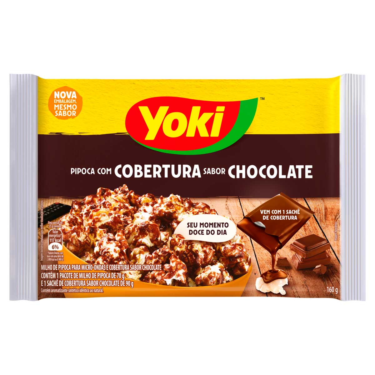 Encontraproduto.com.br - Pipoca para Micro-Ondas Yoki Cobertura Chocolate 160g