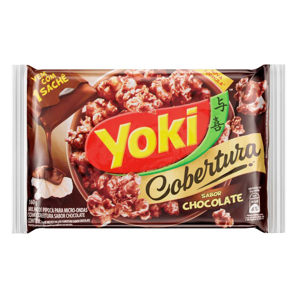Encontraproduto.com.br - Pipoca para Micro-Ondas Yoki Cobertura Chocolate 160g