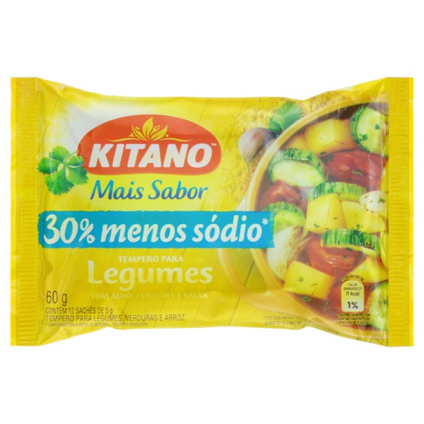 Encontraproduto.com.br - Tempero em Pó Kitano Mais Sabor para Legumes 60g Com 12 Sachês