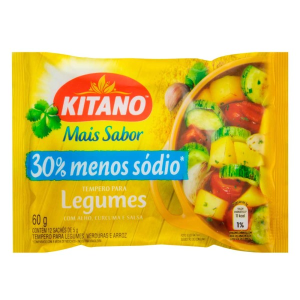 Encontraproduto.com.br - Tempero em Pó Kitano Mais Sabor para Legumes 60g Com 12 Sachês