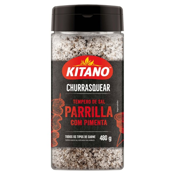 Encontraproduto.com.br - Sal de Parrilla com Pimenta Kitano Churrasquear 480g