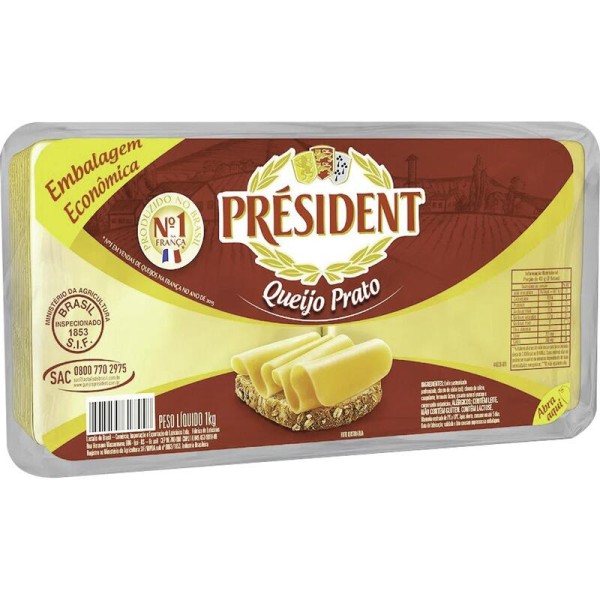 Encontraproduto.com.br - Queijo Prato Président Fatiado Embalagem com 1kg