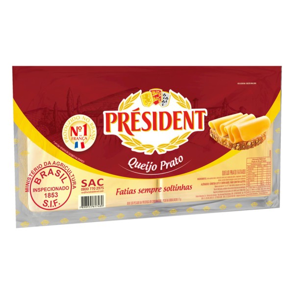 Encontraproduto.com.br - Queijo Prato Président Fatiado Embalagem com 1kg