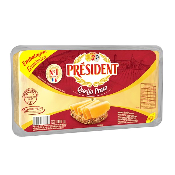 Encontraproduto.com.br - Queijo Prato Président Fatiado Embalagem com 1kg
