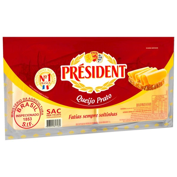 Encontraproduto.com.br - Queijo Prato Président Fatiado Embalagem com 1kg