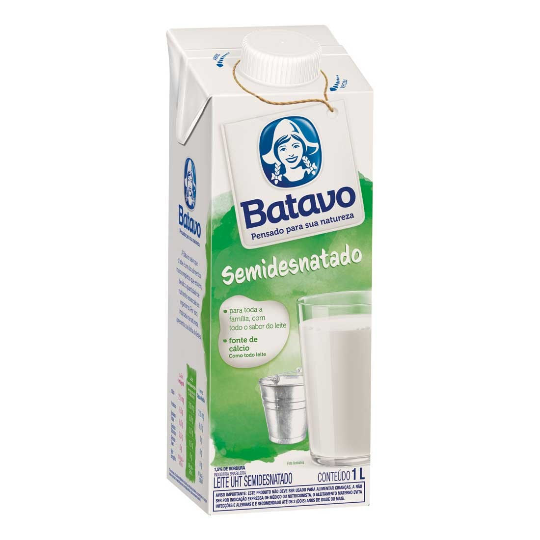 Leite Longa Vida Semidesnatado com tampa Batavo 1 Litro