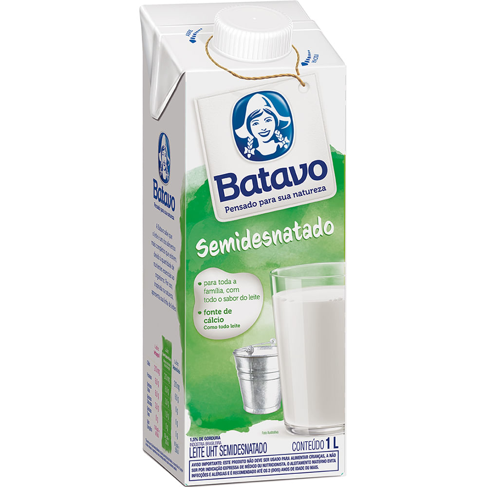 Encontraproduto.com.br - Leite Longa Vida Semidesnatado com tampa Batavo 1 Litro