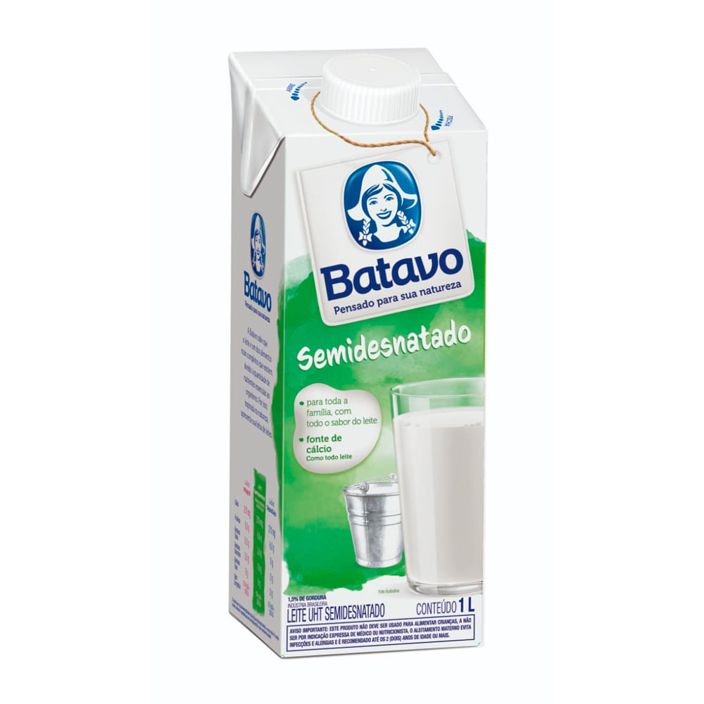 Encontraproduto.com.br - Leite Longa Vida Semidesnatado com tampa Batavo 1 Litro