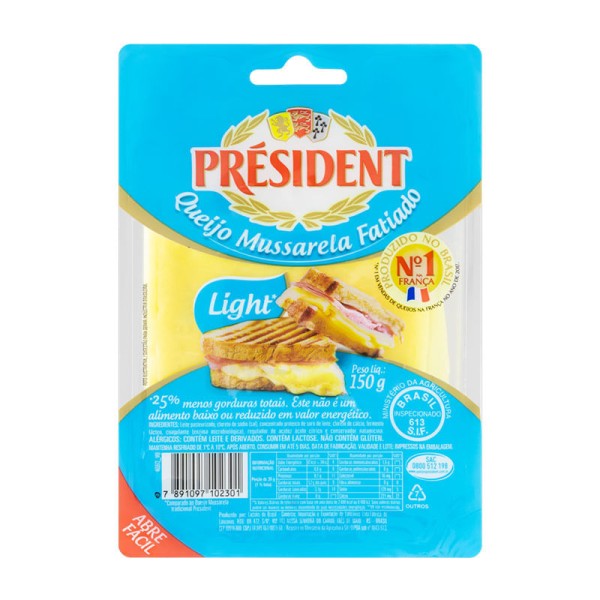 Encontraproduto.com.br - Queijo Mussarela Président Light Fatiado 150g