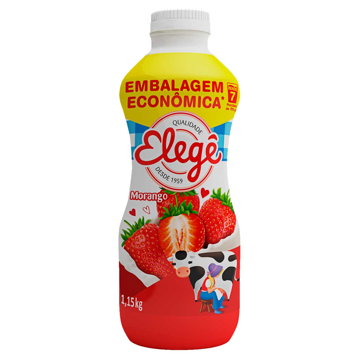 Encontraproduto.com.br - Bebida Láctea Elegê Morango Garrafa com 1,15kg