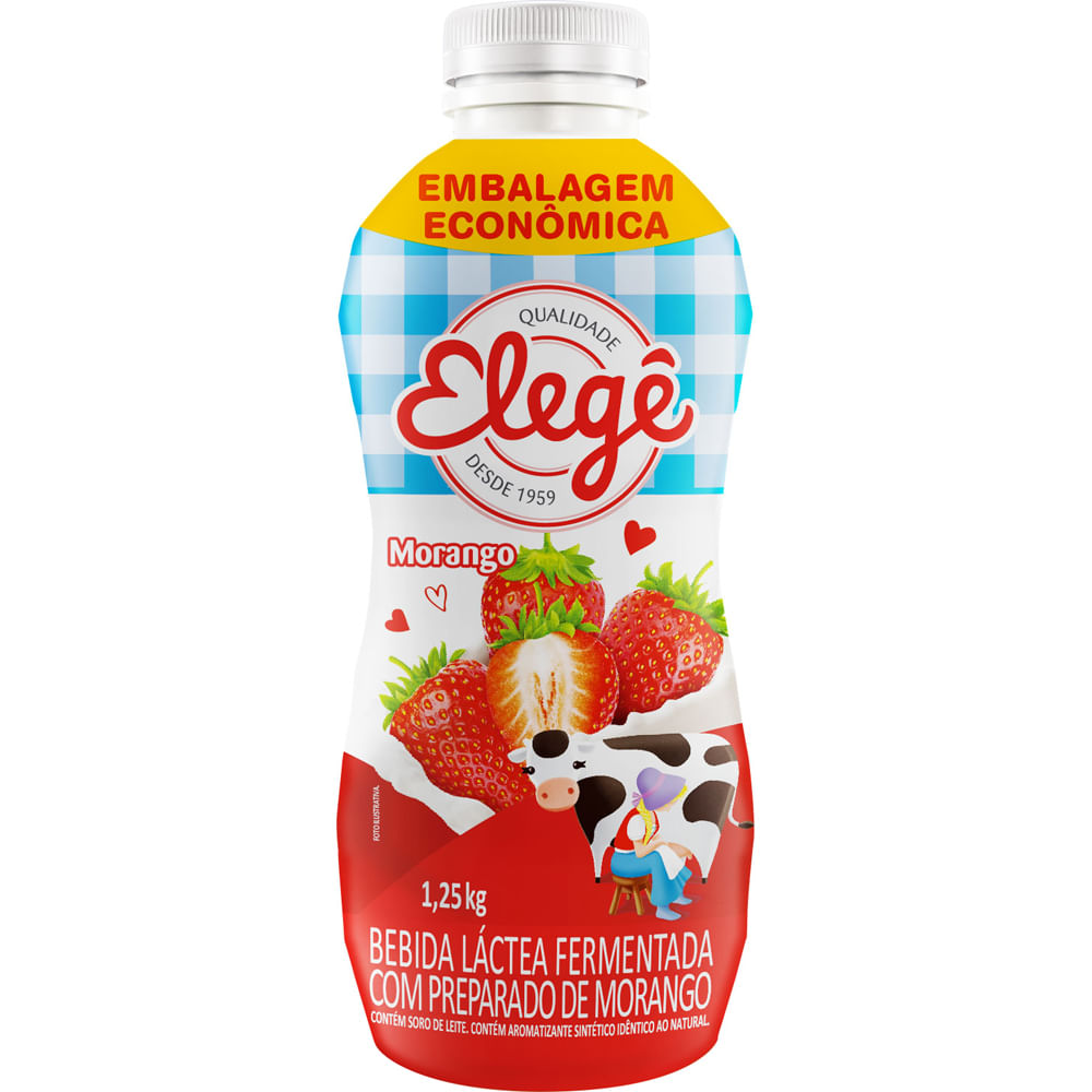 Encontraproduto.com.br - Bebida Láctea Elegê Morango Garrafa com 1,15kg