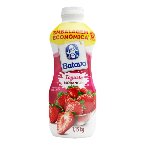 Encontraproduto.com.br - Iogurte Parcialmente Desnatado Morango Batavo Garrafa 1,25kg Embalagem Econômica