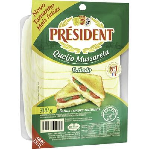Queijo Mussarela Président Fatiado Pacote com 300g
