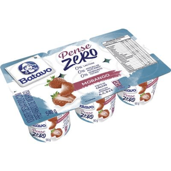 Encontraproduto.com.br - Iogurte Batavo Pense Zero Desnatado 0 Lactose Morango Bandeja 540g