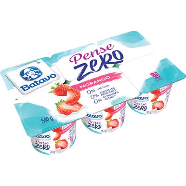 Encontraproduto.com.br - Iogurte Batavo Pense Zero Desnatado 0 Lactose Morango Bandeja 540g
