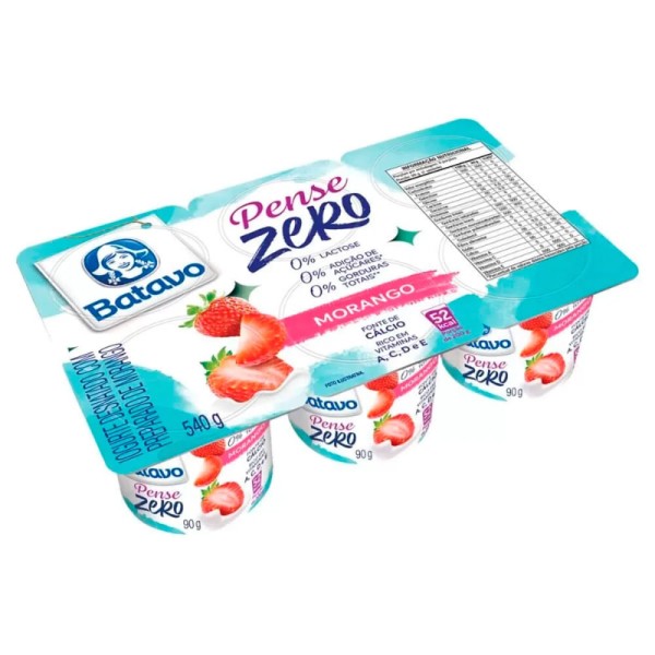 Encontraproduto.com.br - Iogurte Batavo Pense Zero Desnatado 0 Lactose Morango Bandeja 540g