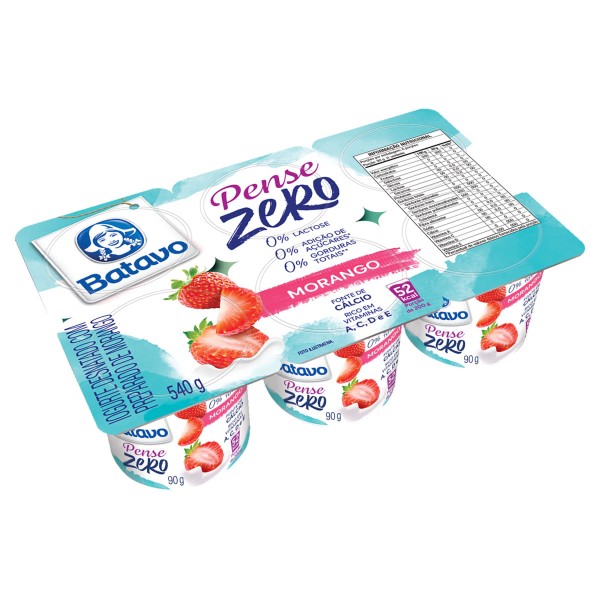 Encontraproduto.com.br - Iogurte Batavo Pense Zero Desnatado 0 Lactose Morango Bandeja 540g