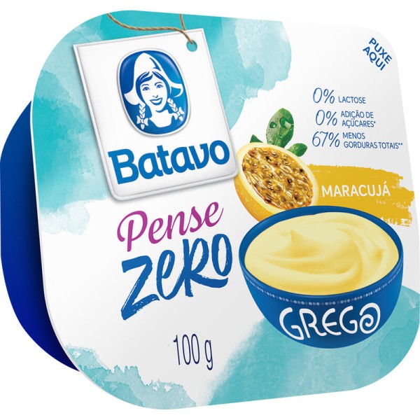 Iogurte Pense Zero Grego Parcialmente Desnatado Maracujá 100g
