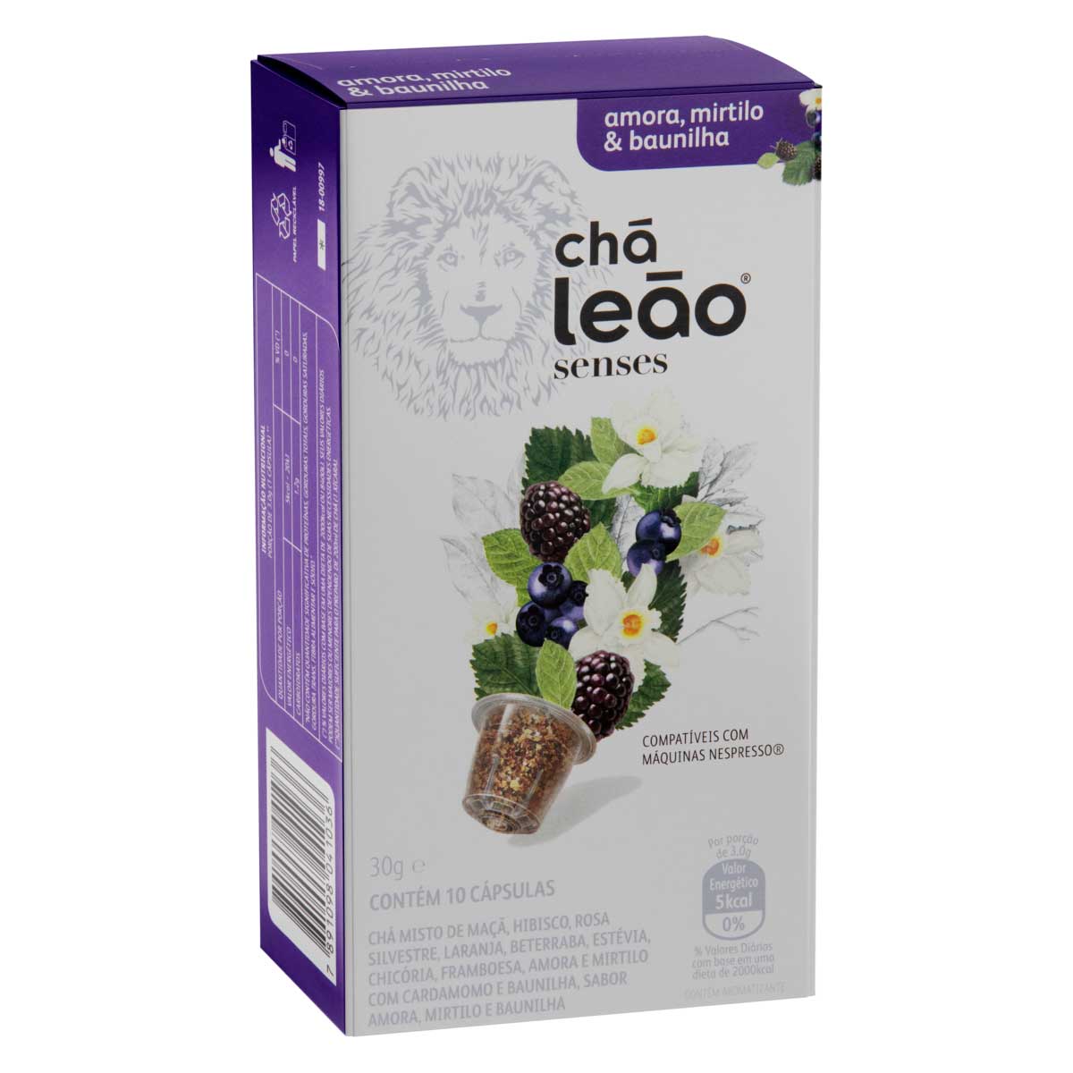 Cápsula De Chá Leão Sense Amora Mirtilo Baunilha 30g