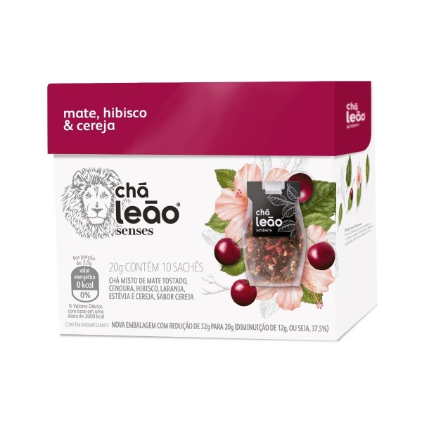 Encontraproduto.com.br - Chá Leão Senses Matte com Hibiscus e Cereja 10x20g