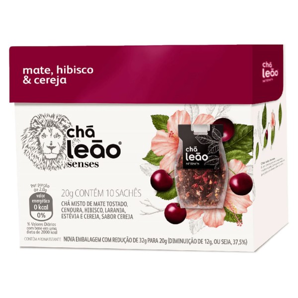 Encontraproduto.com.br - Chá Leão Senses Matte com Hibiscus e Cereja 10x20g