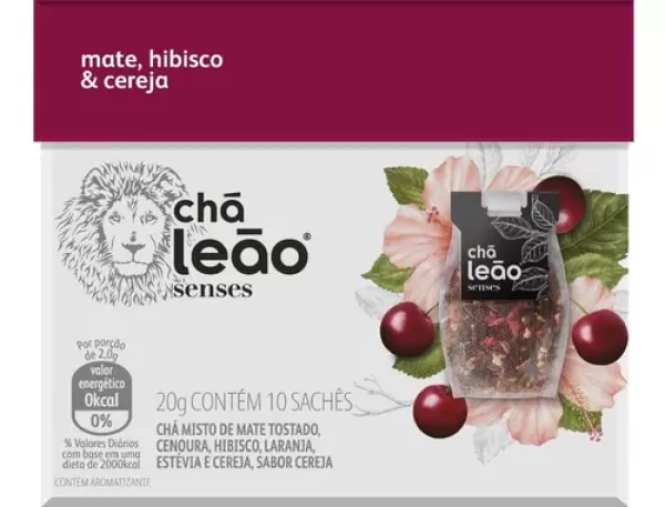Encontraproduto.com.br - Chá Leão Senses Matte com Hibiscus e Cereja 10x20g