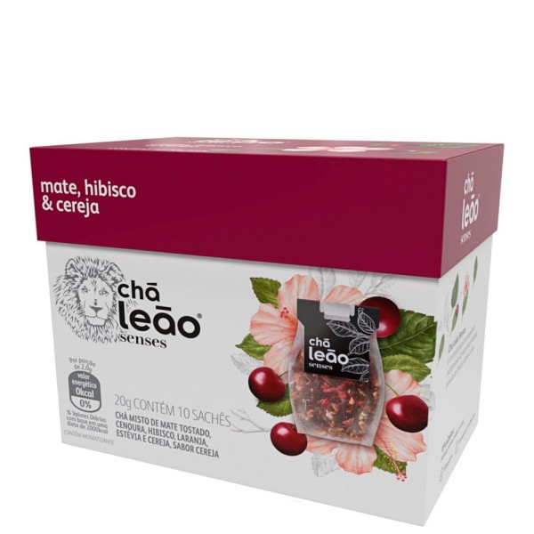 Encontraproduto.com.br - Chá Leão Senses Matte com Hibiscus e Cereja 10x20g