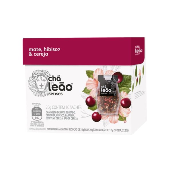 Encontraproduto.com.br - Chá Leão Senses Matte com Hibiscus e Cereja 10x20g