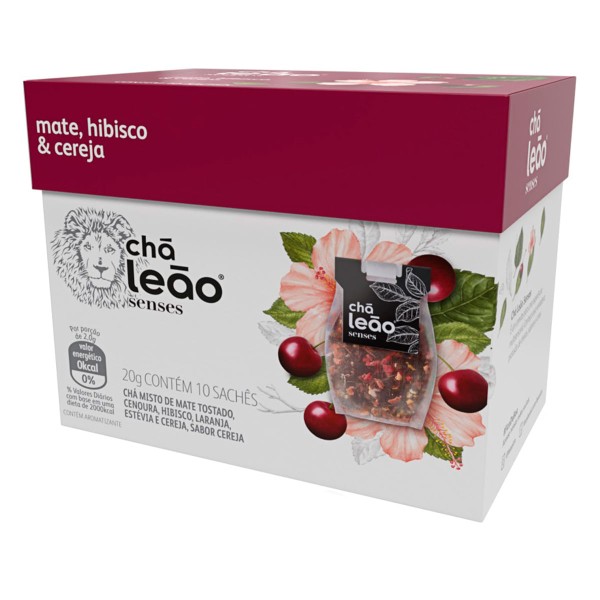 Encontraproduto.com.br - Chá Leão Senses Matte com Hibiscus e Cereja 10x20g