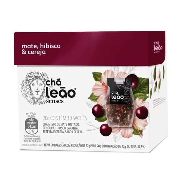 Encontraproduto.com.br - Chá Leão Senses Matte com Hibiscus e Cereja 10x20g